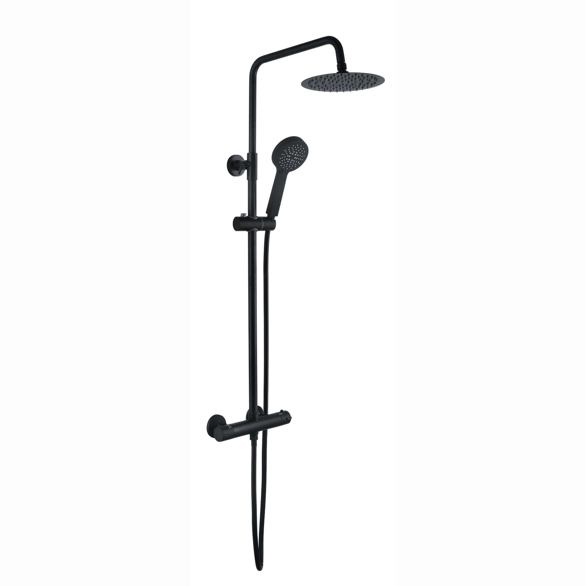 Buy Dune round thermostatic shower set 200mm head & handheld - matt black Online UK | HOUSE OF ENKI
